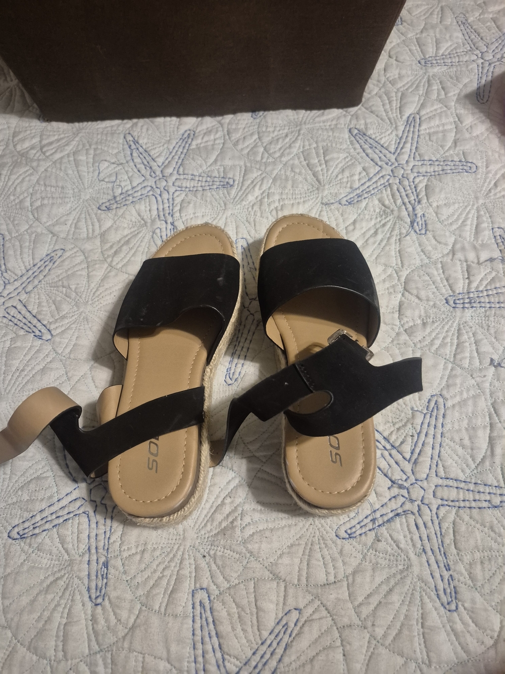 Black Slide Sandals with Ankle Strap